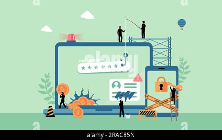 Cyber crime ( Internet security ) vector banner illustration Stock Vector
