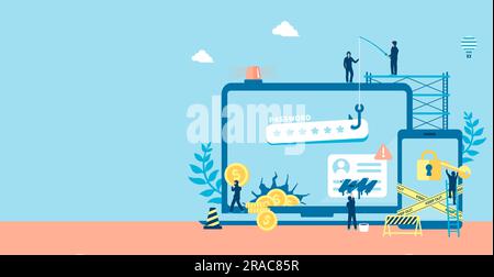 Cyber crime ( Internet security ) vector banner illustration Stock Vector