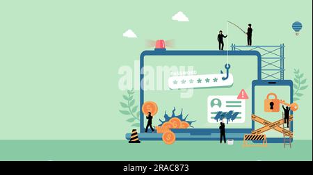 Cyber crime ( Internet security ) vector banner illustration Stock Vector
