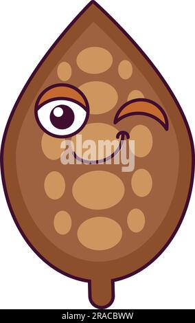 Natural fruit cocoa bean smiling character. Collection of raw materials for production of chocolate confectionery and drinks. Simple colored flat vect Stock Vector