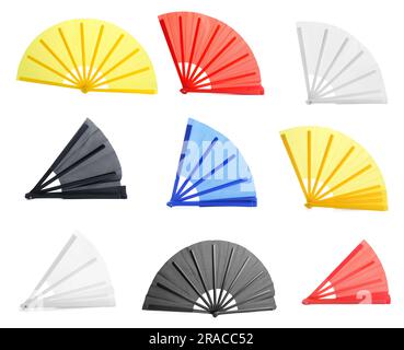 Red origami paper fans, isolated by clipping on a white background