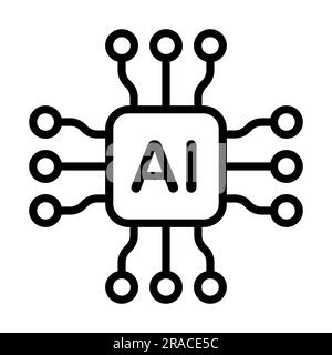 Artificial intelligence AI processor chip vector icon symbol for graphic design, logo, website, social media, mobile app, UI illustration Stock Vector