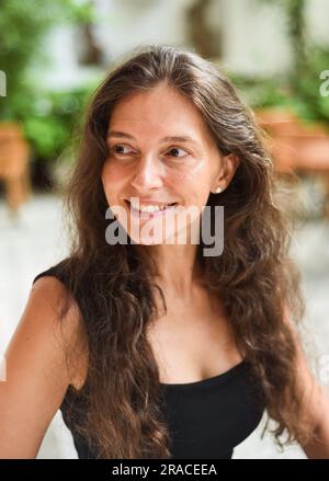 Portrait of 40 years old slavic woman close up without make up Stock Photo