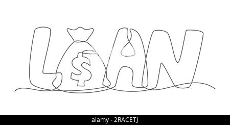 Loan One line drawing on white background Stock Vector