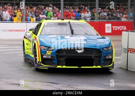 Chicago, USA, 01 July 2023. Ryan Blaney (12) rounds turn 6 during the inaugural Grant Park 220 NASCAR Cup Series Chicago Street Course race held in and around Grant Park. Credit: Tony Gadomski / All Sport Imaging / Alamy Live News Stock Photo