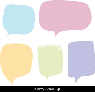Hand drawn doodle speech bubbles set.  Quote balloon blank template collection. Colorful empty shapes with copy space. Vector illustration Stock Vector