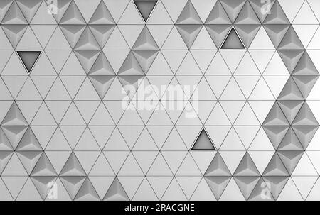 Steel diamond-shaped polished metal cladding panels of a modern building. Abstract monochrome background for design. Stock Photo