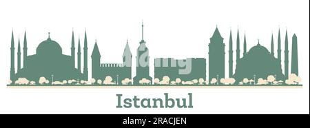 Abstract Istanbul Turkey City Skyline with Color Buildings. Vector Illustration. Business Travel and Tourism Concept with Modern Architecture. Stock Vector