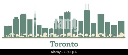Abstract Toronto Canada City Skyline With Color Buildings. Cityscape with Landmarks. Vector Illustration. Stock Vector