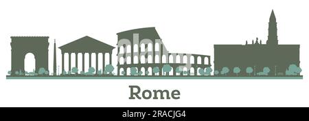 Abstract Rome Italy city skyline with color landmarks. Vector illustration. Business travel and tourism concept with historic buildings. Stock Vector