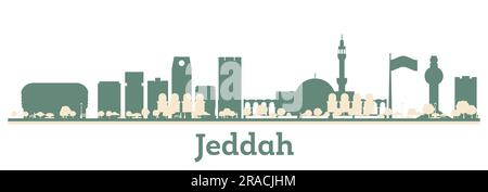Jeddah Saudi Arabia Asia City map blue print vector illustration Stock ...
