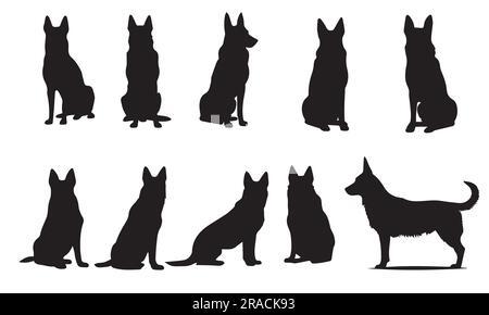 A set of silhouette dog vector illustration Stock Vector