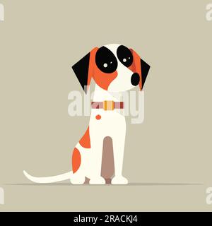Cute Dog Sitting on the ground flat vector illustration Stock Vector