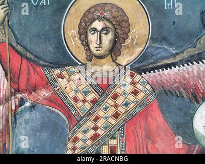 The frescoes of the Orthodox - Byzantine - La Panagia tou Araka, or Arakos (Cyprus) -  Archangel Michael Stock Photo