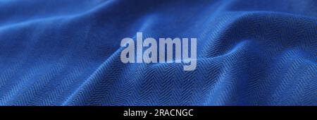 Black and blue herringbone fabric texture background Stock Photo