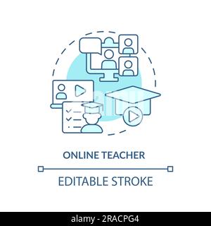 Online teacher turquoise concept icon Stock Vector
