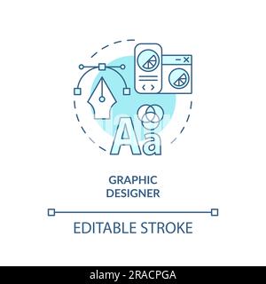 Graphic designer turquoise concept icon Stock Vector