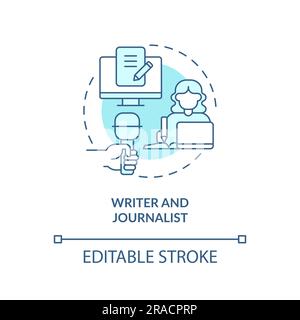 Writer and journalist turquoise concept icon Stock Vector