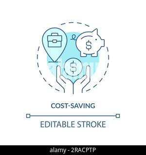 Cost saving turquoise concept icon Stock Vector