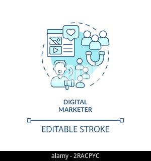 Digital marketer turquoise concept icon Stock Vector