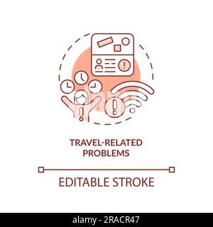Travel related problems red concept icon Stock Vector