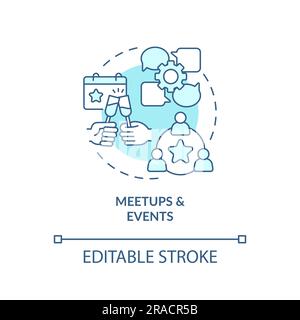 Meetups and events turquoise concept icon Stock Vector