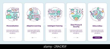 Walkthrough AI in education with linear icons Stock Vector