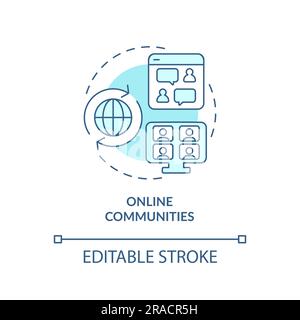 Online community turquoise concept icon Stock Vector
