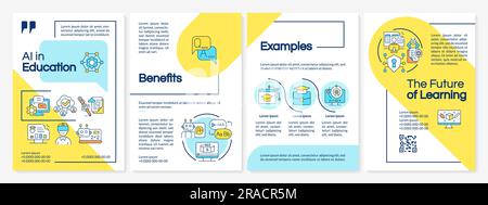 Yellow and blue leaflet with AI education concepts Stock Vector