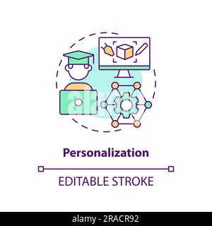 Personalization in AI education concept icon Stock Vector