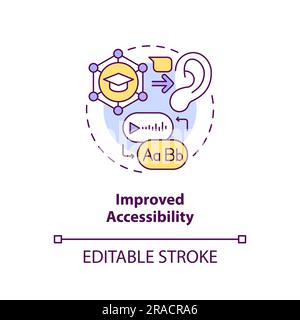 Improved accessibility in AI education concept icon Stock Vector