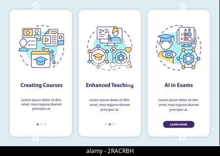 Walkthrough AI in education with linear icons Stock Vector