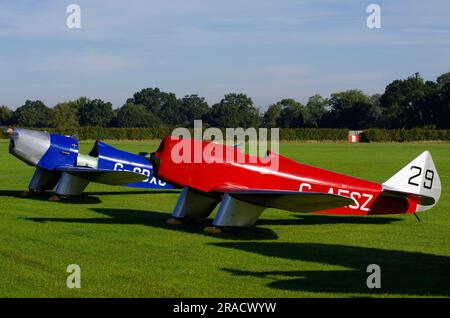 Chilton DW 1, G-AESZ, and Replica G-CDXU, Shuttleworth Air Display, Old Warden, Biggleswade, Bedfordshire, England, Stock Photo
