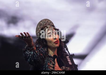 New York, New York, USA. 3rd July, 2023. (NEW) Marisa Monte Performs in Central Park. July 02, 2023, New York, New York, USA: Marisa Monte performs during opening night of &quot;Brasil Summerfest&quot; at the SummerStage in Central Park on July 2, 2023 in New York City. (Credit Image: © M10s/TheNEWS2 via ZUMA Press Wire) EDITORIAL USAGE ONLY! Not for Commercial USAGE! Stock Photo