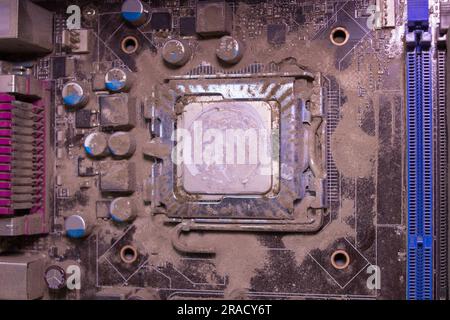 broken old computer with dust covered Stock Photo