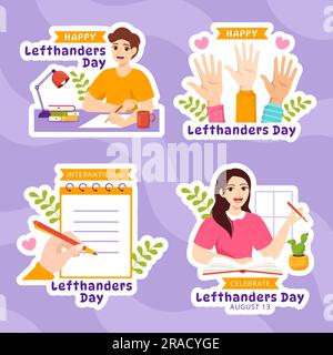 Happy Left Handers Day Label Flat Cartoon Hand Drawn Templates Background Illustration Stock Vector