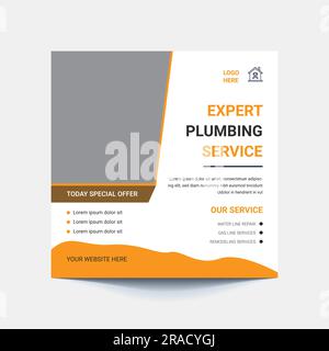 Plumbing service social media post and web banner template Stock Vector