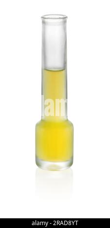 Yellow Limoncello lemon liqueur alcohol beverage in glass tube isolated on white background Stock Photo