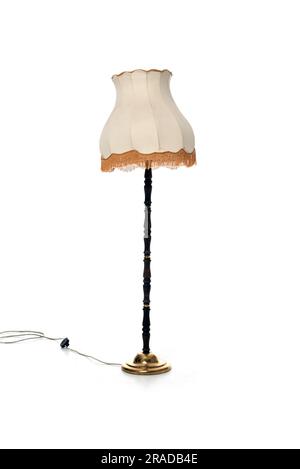 retro floor lamp with a lampshade on a white background isolated Stock Photo