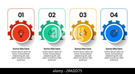 Infographic template with icons and 4 options or steps. Gears in row. Can be used for workflow layout, diagram, banner, webdesign. Vector illustration Stock Vector