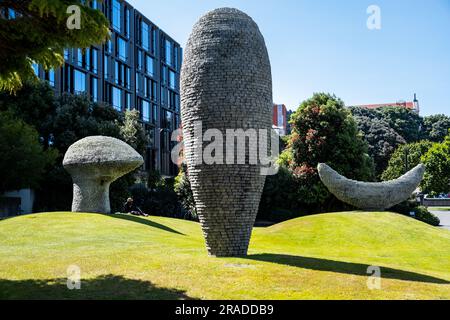 The Sculpture Park at the former site of Broadcasting House (colloquially known as 'Bolger Park') in Wellington, New Zealand Stock Photo