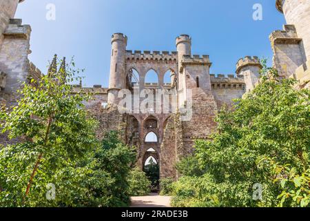 Inside the ruined Lowther Castle in the English Lake District is popular tourist destination. Stock Photo