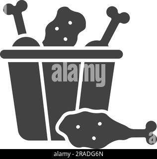 Chicken Piece Bucket Icon Image. Stock Vector
