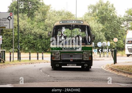 Bournemouth Bus Rally 2023, mostly vintage buses with a few models and modern ones. Based at Kings Park Stock Photo