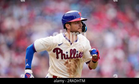 Philadelphia Phillies' Trea Turner plays during a baseball game, Wednesday,  May 10, 2023, in Philadelphia. (AP Photo/Matt Slocum Stock Photo - Alamy