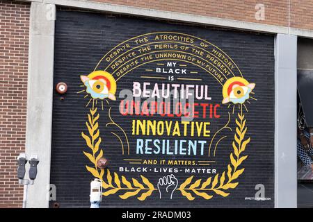 Black Lives Matter street art in downtown Lexington, Kentucky, USA. Stock Photo