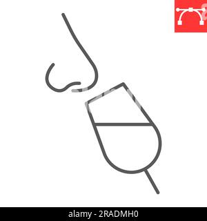 Wine tasting line icon, drink and alcohol, sommelier vector icon, smell test vector graphics, editable stroke outline sign, eps 10. Stock Vector