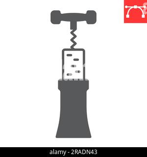 Corkscrew glyph icon, drink and alcohol, bottle-screw vector icon, vector graphics, editable stroke solid sign, eps 10. Stock Vector