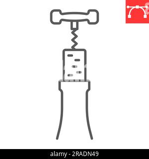 Corkscrew line icon, drink and alcohol, bottle-screw vector icon, vector graphics, editable stroke outline sign, eps 10. Stock Vector