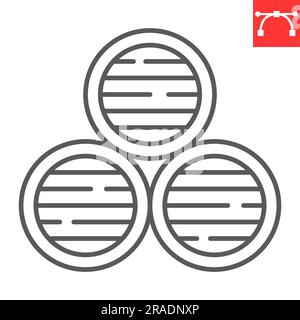 Wine vault line icon, fermentation and alcohol, wine cellar vector icon, vector graphics, editable stroke outline sign, eps 10. Stock Vector